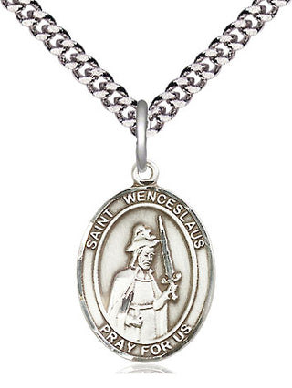 Pewter Saint Wenceslaus Medal Religious Jewelry Engraved Catholic Saint Jewelry