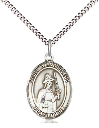 Sterling Silver Saint Wenceslaus Medal Religious Jewelry Engraved Catholic Saint Jewelry