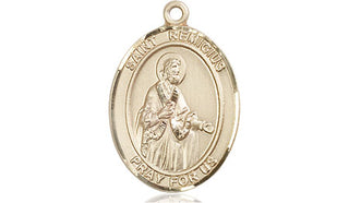 14kt Gold Saint Remigius of Reims Medal Engraved Catholic Saint Jewelry
