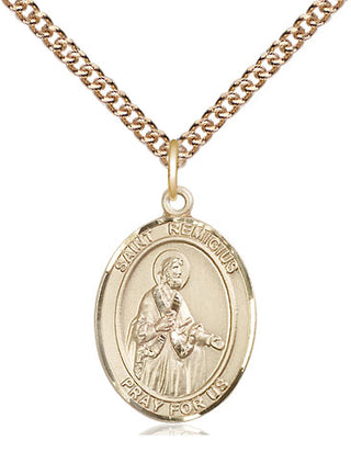 14kt Gold Saint Remigius of Reims Medal Engraved Catholic Saint Jewelry