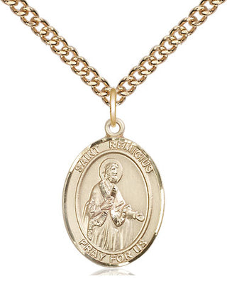 14kt Gold Saint Remigius of Reims Medal Engraved Catholic Saint Jewelry
