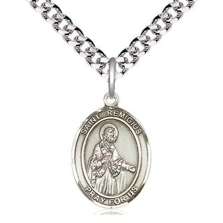 Pewter Saint Remigius of Reims Medal Religious Jewelry Engraved Catholic Saint Jewelry