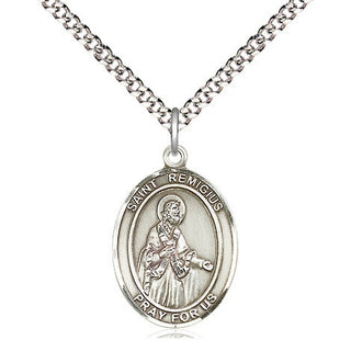 Pewter Saint Remigius of Reims Medal Religious Jewelry Engraved Catholic Saint Jewelry
