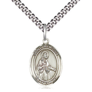 Pewter Saint Remigius of Reims Medal Religious Jewelry Engraved Catholic Saint Jewelry