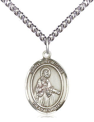 Sterling Silver Saint Remigius of Reims Medal Religious Jewelry Engraved Catholic Saint Jewelry