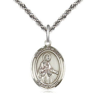 Sterling Silver Saint Remigius of Reims Medal Religious Jewelry Engraved Catholic Saint Jewelry