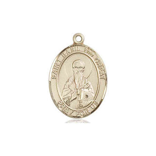 14kt Gold Filled Saint Basil the Great Medal Engraved Catholic Saint Jewelry