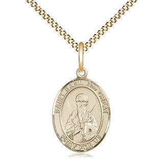 14kt Gold Filled Saint Basil the Great Medal Religious Jewelry Engraved Catholic Saint Jewelry