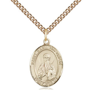 14kt Gold Filled Saint Basil the Great Medal Religious Jewelry Engraved Catholic Saint Jewelry