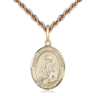14kt Gold Filled Saint Basil the Great Medal Religious Jewelry Engraved Catholic Saint Jewelry