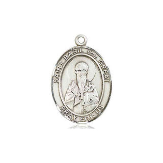 Pewter Saint Basil the Great Medal Engraved Catholic Saint Jewelry