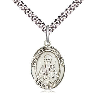 Pewter Saint Basil the Great Medal Religious Jewelry Engraved Catholic Saint Jewelry