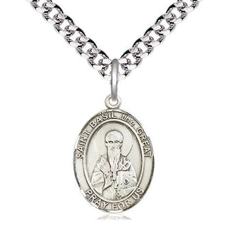 Pewter Saint Basil the Great Medal Religious Jewelry Engraved Catholic Saint Jewelry