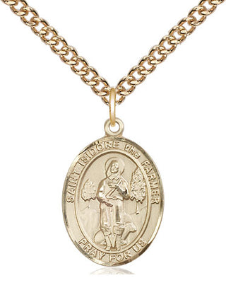14kt Gold Filled Saint Isidore the Farmer Medal Religious Jewelry Engraved Catholic Saint Jewelry