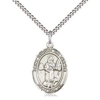 Pewter Saint Isidore the Farmer Medal Religious Jewelry Engraved Catholic Saint Jewelry