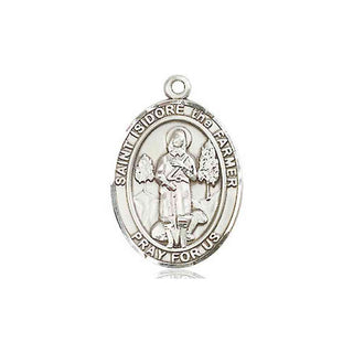 Pewter Saint Isidore the Farmer Medal Engraved Catholic Saint Jewelry