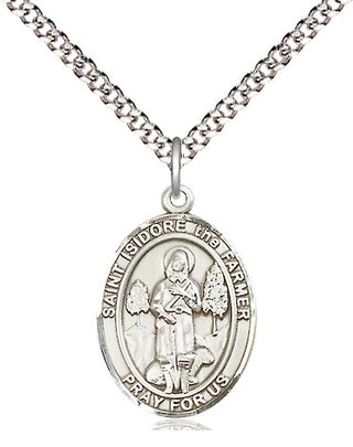 Sterling Silver Saint Isidore the Farmer Medal Religious Jewelry Engraved Catholic Saint Jewelry