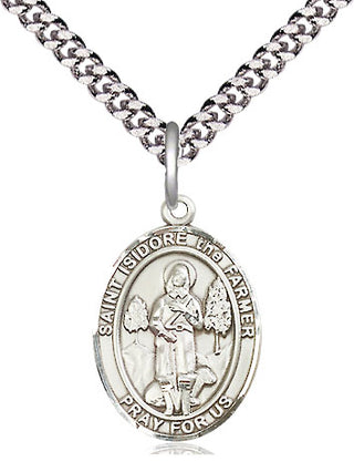 Sterling Silver Saint Isidore the Farmer Medal Religious Jewelry Engraved Catholic Saint Jewelry
