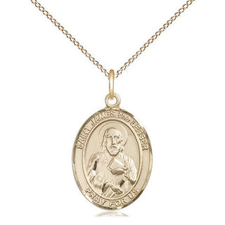 14kt Gold Saint James the Lesser Medal Engraved Catholic Saint Jewelry