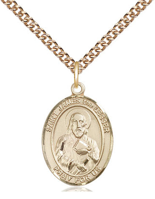 14kt Gold Saint James the Lesser Medal Engraved Catholic Saint Jewelry