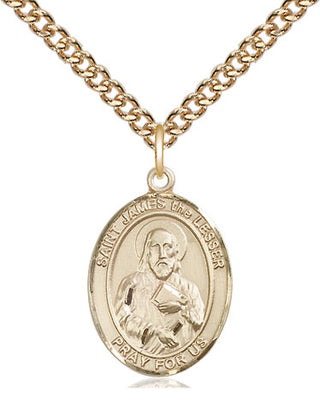 14kt Gold Saint James the Lesser Medal Engraved Catholic Saint Jewelry