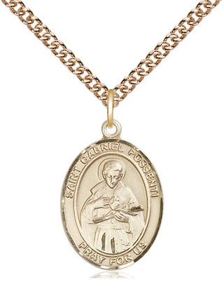14kt Gold Saint Gabriel Possenti Medal Engraved Catholic Saint Jewelry