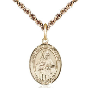14kt Gold Saint Gabriel Possenti Medal Engraved Catholic Saint Jewelry