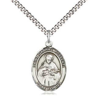 Sterling Silver Saint Gabriel Possenti Medal Religious Jewelry Engraved Catholic Saint Jewelry