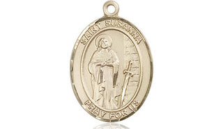 14kt Gold Saint Susanna Medal Engraved Catholic Saint Jewelry