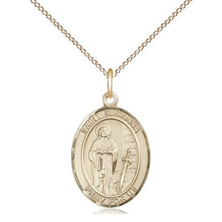 14kt Gold Saint Susanna Medal Engraved Catholic Saint Jewelry