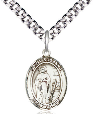 Pewter Saint Susanna Medal Religious Jewelry Engraved Catholic Saint Jewelry