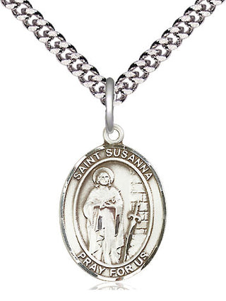Pewter Saint Susanna Medal Religious Jewelry Engraved Catholic Saint Jewelry