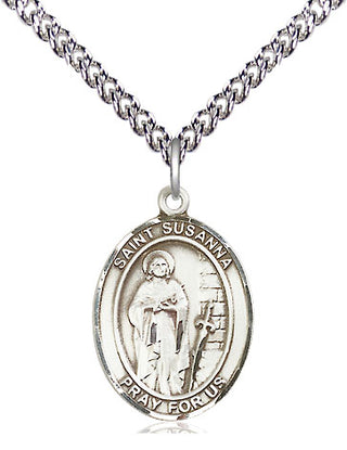 Sterling Silver Saint Susanna Medal Religious Jewelry Engraved Catholic Saint Jewelry
