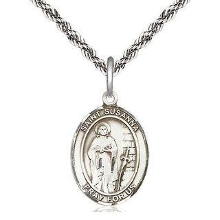 Sterling Silver Saint Susanna Medal Religious Jewelry Engraved Catholic Saint Jewelry