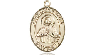 14kt Gold Saint John Vianney Medal Engraved Catholic Saint Jewelry