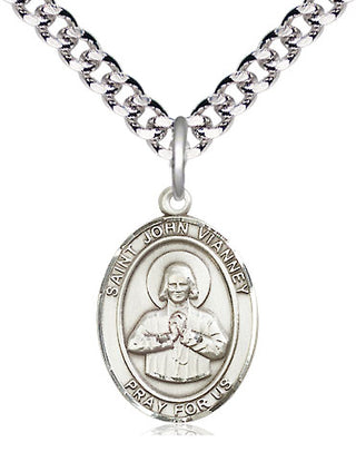 Pewter Saint John Vianney Medal Religious Jewelry Engraved Catholic Saint Jewelry