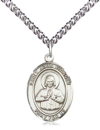 Sterling Silver Saint John Vianney Medal Religious Jewelry Engraved Catholic Saint Jewelry