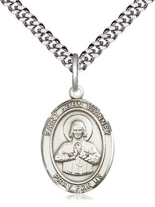 Sterling Silver Saint John Vianney Medal Religious Jewelry Engraved Catholic Saint Jewelry