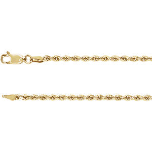 18-inch Diamond Cut Rope Chain with Lobster Clasp - 14K Yellow Gold