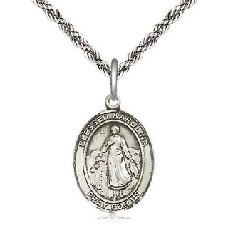 Sterling Silver Blessed Karolina Kozkowna Medal Religious Jewelry Engraved Catholic Saint Jewelry
