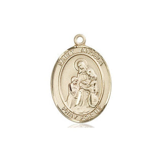 14kt Gold Filled Saint Angela Merici Medal Engraved Catholic Saint Jewelry