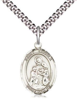 Pewter Saint Angela Merici Medal Religious Jewelry Engraved Catholic Saint Jewelry