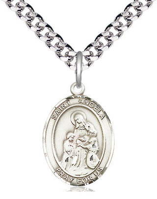 Pewter Saint Angela Merici Medal Religious Jewelry Engraved Catholic Saint Jewelry