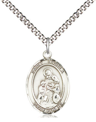 Pewter Saint Angela Merici Medal Religious Jewelry Engraved Catholic Saint Jewelry