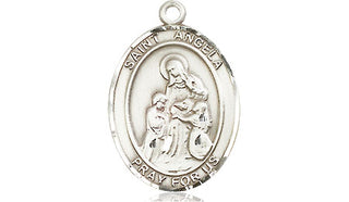 Sterling Silver Saint Angela Merici Medal Religious Jewelry Engraved Catholic Saint Jewelry