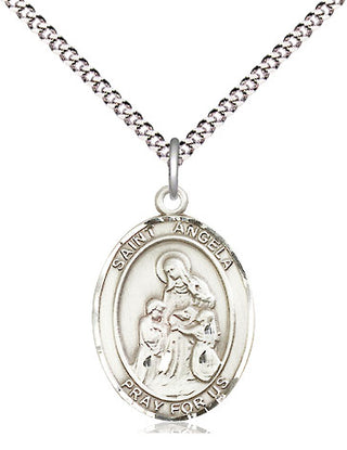 Sterling Silver Saint Angela Merici Medal Religious Jewelry Engraved Catholic Saint Jewelry