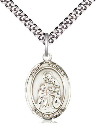 Sterling Silver Saint Angela Merici Medal Religious Jewelry Engraved Catholic Saint Jewelry
