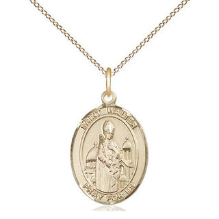 14kt Gold Filled Saint Walter of Pontnoise Medal Religious Jewelry Engraved Catholic Saint Jewelry