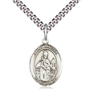 Pewter Saint Walter of Pontnoise Medal Religious Jewelry Engraved Catholic Saint Jewelry