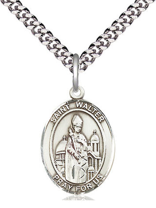 Sterling Silver Saint Walter of Pontnoise Medal Religious Jewelry Engraved Catholic Saint Jewelry